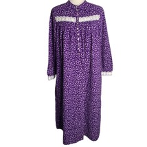 Eileen West Flannel Nightgown S Purple Ditsy Floral Long Sleeve Buttons ... - £33.31 GBP