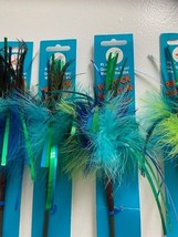 3 COUNT LONG CAT TEASER GO CAT SPARKLING MYLAR PEACOCK SPARKLER 36 INCH ... - $29.69