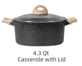 CAROTE ~ 4.3 Qt Casserole Pan w/Lid ~ Nonstick ~ BLACK Granite Aluminum ... - £44.95 GBP