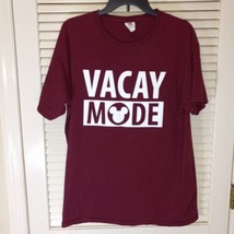 Vacay Mode Mickey T Shirt Size Large Burgundy FOTL Cotton Vacation Graphic Tee - £11.95 GBP