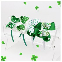 4Pcs St. Patrick&#39;s Day Hair Clips Headbands Handmad Irish Green Shamrock HairBan - £26.93 GBP