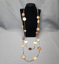 Beaded Opera Necklace Bohemian Gypsy Brown &amp; Bronze Seed Beads 2-Strand 42&quot; Long - $19.80