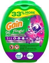 Gain Flings! Liquid Laundry Detergent Pacs, Moonlight Breeze, Febreze, 9... - £25.03 GBP