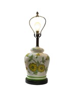 1970s Leviton Hand Painted Porcelain Lamp. Wood Base. Brass Neck. One Of... - $85.00