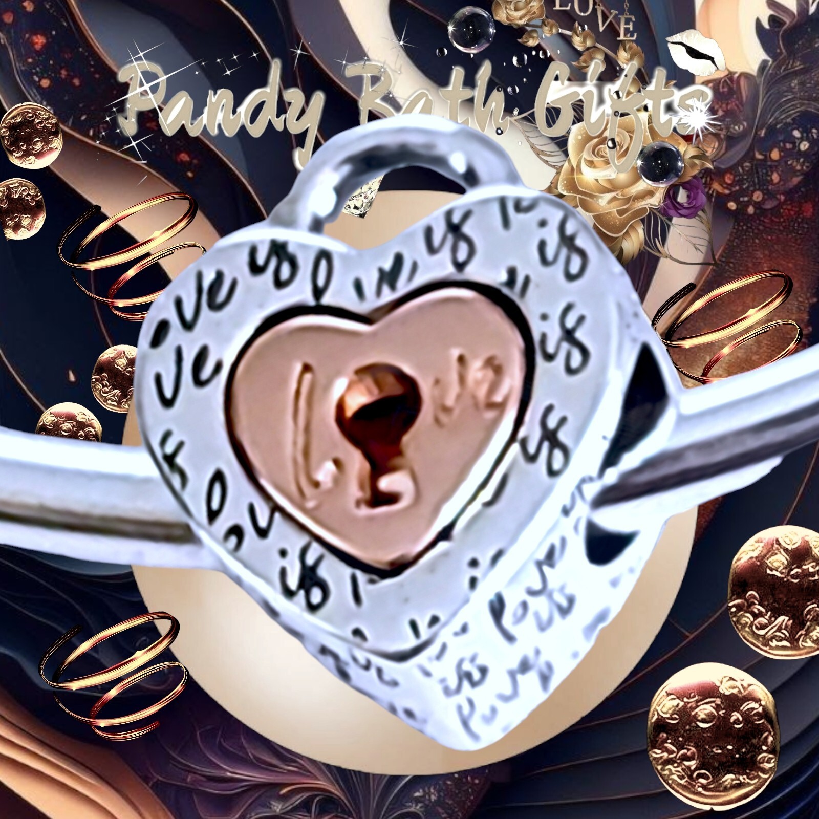 Pandora Two Tone Rose Gold Splittable Lock Heart Charm 782505C00 US SELLER Item image 2