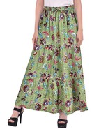 Womens Girls skirt with elastic waist cotton print 36&quot; Free size Green MA - £27.20 GBP