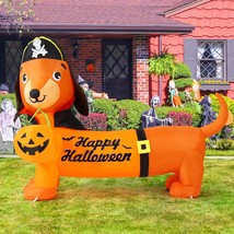 5 Ft Halloween Inflatable Outdoor Dog With A Pumpkin &amp; Pirate Hat, Blow ... - £33.61 GBP