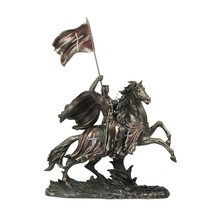 Medieval Crusader Knight in Armor On Horseback Tabletop Statue - £105.71 GBP