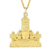 Tirupati Balaji Reversibler schwerer Kettenanhänger Hindu-Messing vergoldet... - £34.72 GBP