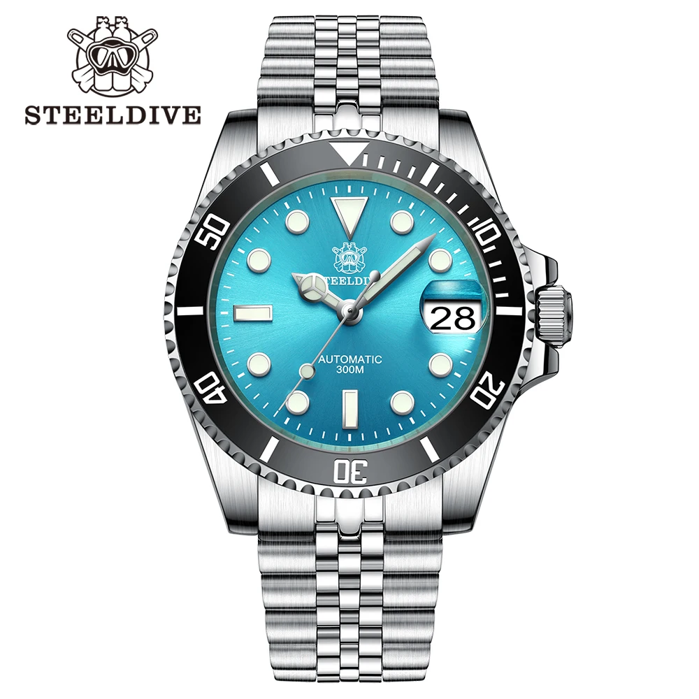 Unisex Watch STEELDIVE  SD1953 Turquoise Dial Stainless Steel NH35 Watch Automat - £206.74 GBP