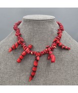 Oddity Necklace Ceramic Faux Coral Dangle Red Stone Beetlejuice Shrimp F... - $743.65 MXN