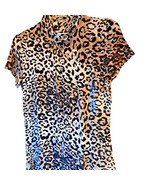 Emma James Women&#39;s Blouse Multicolor Leopard Print Mock Neck Stretch S New - $20.15 CAD