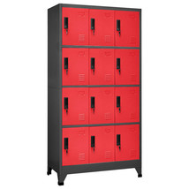  Locker Cabinet Anthracite and Red Steel Large Locker Cabinet - $14,934.73 MXN