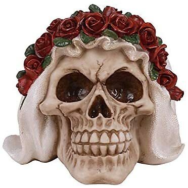Ebros Love Never Dies Wedding Couple Bride and Groom Skull Set Resin Figurine Item image 2