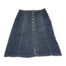 Style&amp;co. A-Line Skirt Women&#39;s 16 Blue Denim Stretch Button Front Pockets - £32.70 GBP