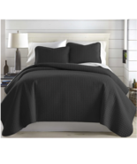 Solid Black Lightweight New California King Quilt Set Cottagecore Eclectic - $91.18