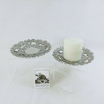 Candle Holder Cast Aluminum Open Weave Scroll Design Made In India Set of 2 - £25.02 GBP
