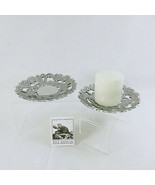 Candle Holder Cast Aluminum Open Weave Scroll Design Made In India Set of 2 - £25.24 GBP
