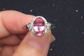 5Ct Good Round Cut Natural Pink Morganite Gemstone 14K White Gold Plated Ring - £123.70 GBP