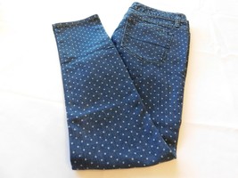 Merona Jeans Denim Ladies Women&#39;s pants Size 4 Ankle Skinny Blue polka dots GUC - £16.18 GBP
