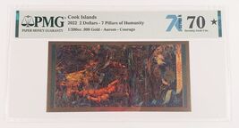 2022 Isole Cook $2 Pilastri Della Umanità 1/200 Oz. Nota D'Oro PMG Gemma... - €178,90 EUR