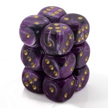 DND Dice Set-Chessex D&amp;D Dice-16mm Vortex Purple and Gold Plastic Polyhedral Dic - £18.43 GBP