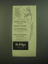 1946 The St. Regis Iridium Room Ad - Presenting Carol Lynne Ice Pictorials - £14.54 GBP