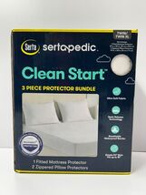 New Sertapedic Clean Start 3 Piece Mattress Pillow Protector Twin/Twin X... - $14.99