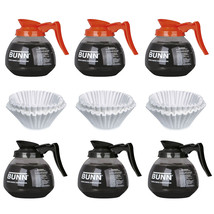 Bunn 64oz Coffee Pots 3 Regular - 3 Decaf &amp; 200 Free Cf12 Filters - £94.39 GBP