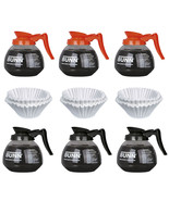 BUNN 64oz COFFEE POTS 3 REGULAR - 3 DECAF &amp; 200 FREE CF12 FILTERS - $120.00