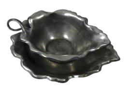 Antique E.G. Webster Quadruple Plate Leaf Shape Gravy Bowl &amp; Dish Web St... - £14.64 GBP