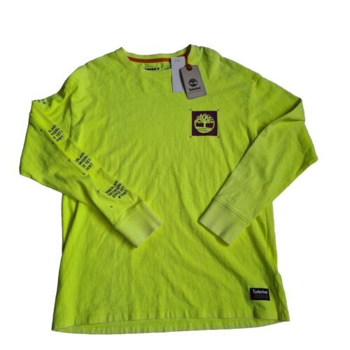 Timberland Long Sleeve Garment Dyed Graphic Tee Safety Green TB0A2DUR Size  S/P - £27.94 GBP