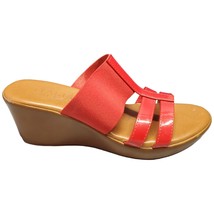 Italian Shoemaker Summer Wedge Sandals Women&#39;s Size 7 Red Tan Comfort Sl... - £21.45 GBP