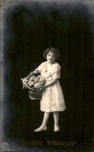 Girl, flowers, vintage, Art Deco postcard Gifts Tinted, 1920 Circa, Vintage - $92.48 MXN