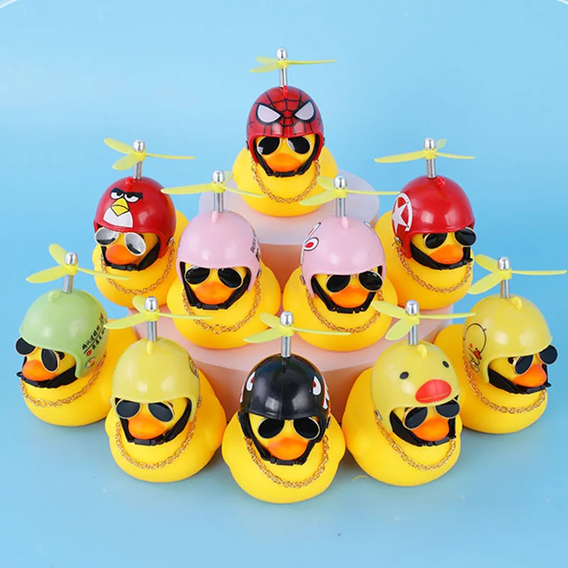 5pc/lot Funny Kawaii Squeeze Swimming Duck with Flying Hat Glasses Necklace - £14.61 GBP