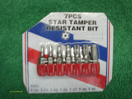 7 pieces Tamper Proof Torx Bit Set T-10-15-20-25-27-30-40 Automotive New - £8.68 GBP