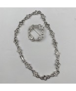 Vintage Signed Monet Beautiful Clear Square &amp; Round Rhinestones Brooch Pin - £40.40 GBP