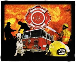 Firefighter Firemen Fire Truck Deluxe Polar Fleece 50X60&quot; Inch Soft Warm Blanket - £18.98 GBP