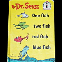 Vintage Dr. Seuss Beginner Books Book Club One Fish Two Fish Red Fish Blue Fish - £19.65 GBP