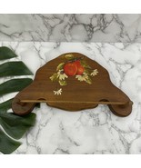 Vintage Hand Painted Wood Towel Hook Wall Hanging Apples Flowers Cottage... - $35.63