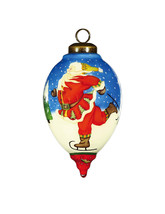 Ice Skating Santa Hand Painted Mouth Blown Glass Ornament - £29.09 GBP