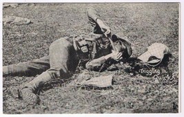Postcard WWI US Army Soldier Digging In Quick - £6.97 GBP