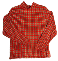 LL BEAN 90&#39;s Y2K women&#39;s red yellow plaid mock neck turtleneck long sleeve Large - £16.07 GBP