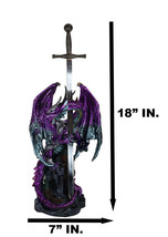 Purple Elite Knight Armored Dragon With Bronze Sword Letter Opener Figurine - £47.81 GBP