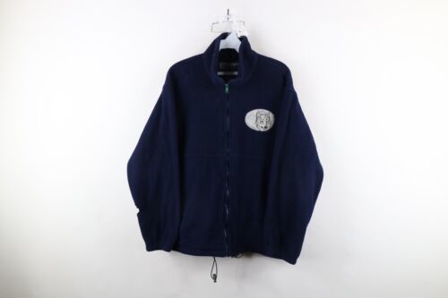 Vintage 90s Lands End Womens Medium Distressed Wolf Polartec Fleece Jack... - $34.60