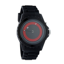 Flud Unisex THN005 Espalda Iluminado Analogico Movimiento Reloj Negro Goma Rojo - $52.25