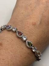5.10Ct Pear Cut Simulated Multi Stone Diamond Bracelet 925 Silver Gold Plated - £174.09 GBP