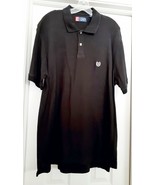 Chaps Men&#39;s Knit Polo Shirt Short Sleeves Logo 100% Cotton S/S Black Siz... - £12.68 GBP