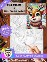 Christmas Reindeer DIY Paint Party, Sip and Paint Digital Art, DIY Paint... - $5.00