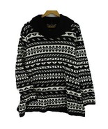 Lane Bryant 22 24 Black White Cowl Neck Print Sweater Fair Isle - $20.28 CAD